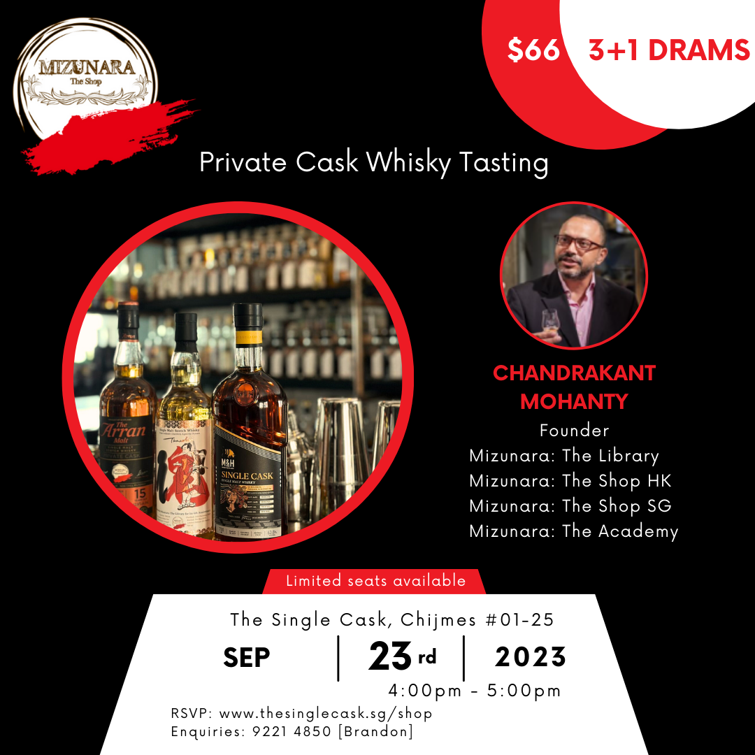 Tasting event @ The Single Cask with Mizunara private label whiskies in Singapore