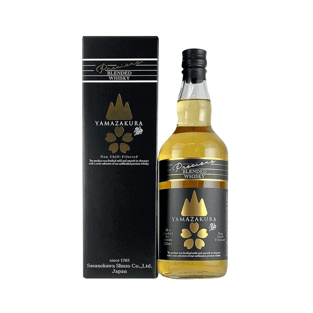 The Yamazakura 'Precious' Blended Japanese Whisky is made by Sasanokawa Shuzo Co, a small distillery in Japan. Their own distillation has also gone through turbulent times in sync with the Japanese whisky market's boom and bust cycles with bulk spirit imports replacing their own production through these times. 