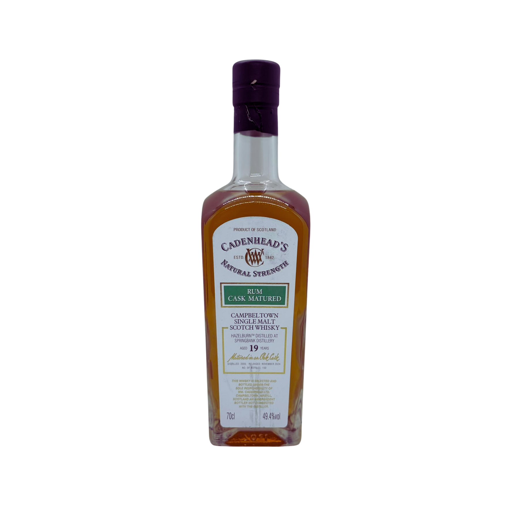 Hazelburn 19 Years Cadenheads Rum Cask Matured Single Cask Single Malt Scotch Whisky