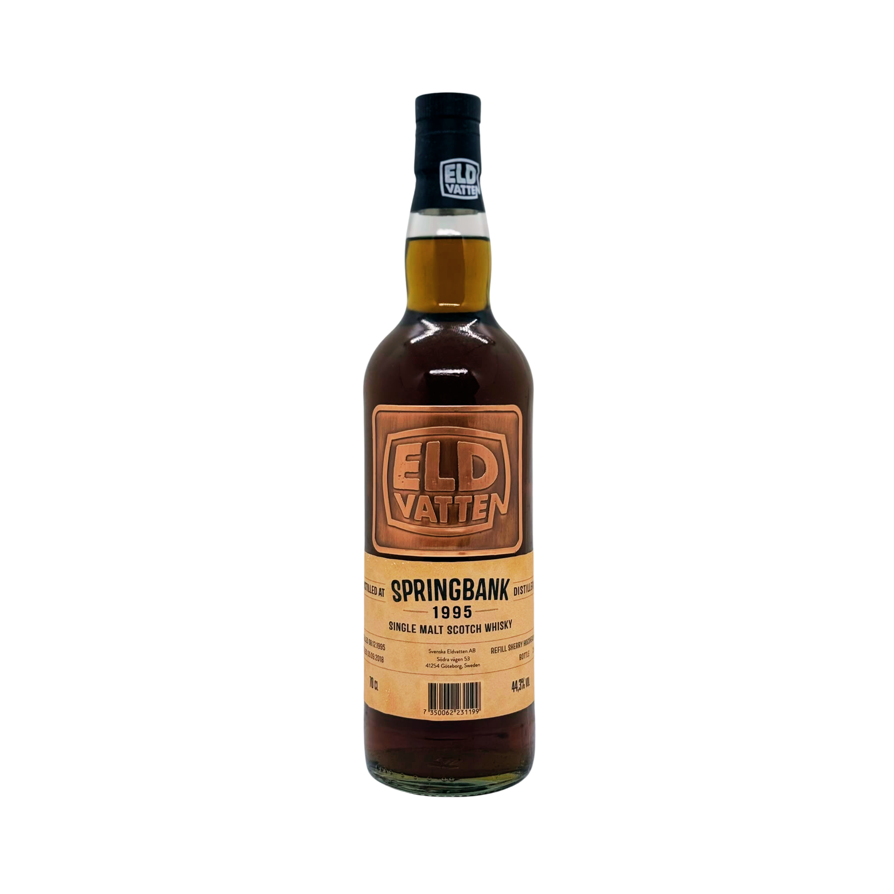 This Springbank 1995 Svenska Eldvatten 22-year-old is a rare independent bottling with a release of only 137 Bottles from a Refill Sherry Hogshead #498

Independent bottlings of Springbank Single Malt are always difficult to come by and Swedish bottler Svenska Eldvatten has released this incredible single refill sherry hogshead, distilled back in December 1995. An excellent and balanced sherried whisky with maritime notes, orchard fruits, leather and a nuttiness to finish.

No Box Available. Sold in "As Is"
