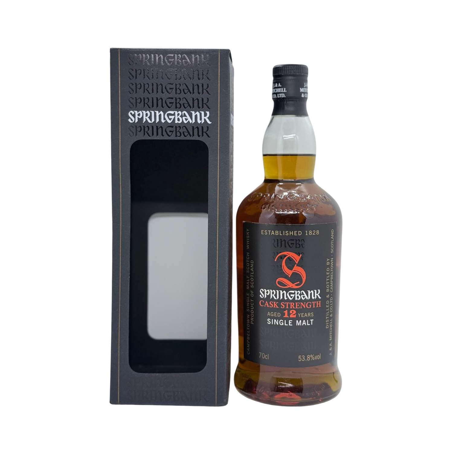 Springbank

Age: 12 Years Old

ABV: 53.8% (Cask Strength)

Cask: 70% Sherry Casks  30% Bourbon Casks

Size:700 ml

This is a 2015 release of this Cask Strength bottling from Springbank. 9000 bottles were released.